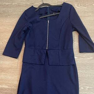 Navy blue work dress, washable
